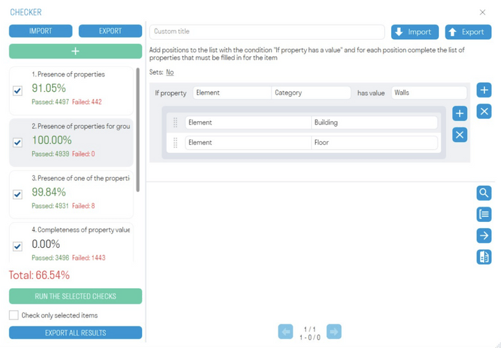 Presence of "Building" and "Floor" properties check for model elements with "Walls" category