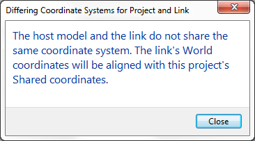 Differing Coordinate Systems for Project and Link