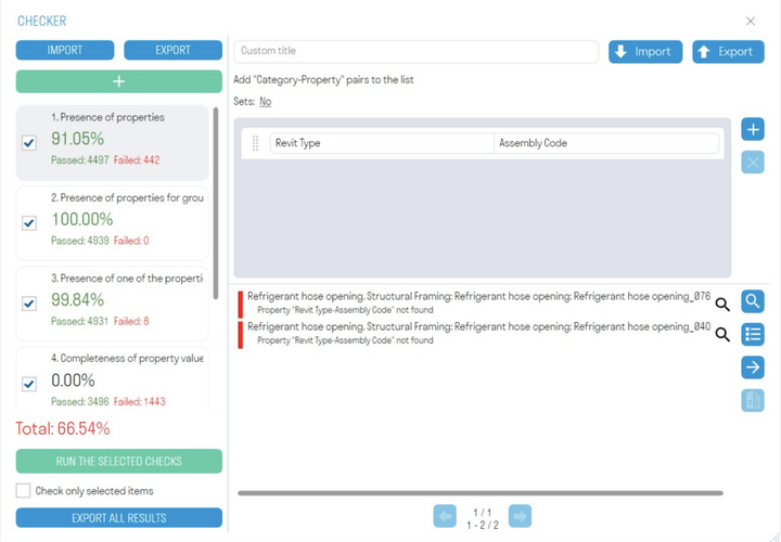 Presence of "Assembly Code" check for all model elements