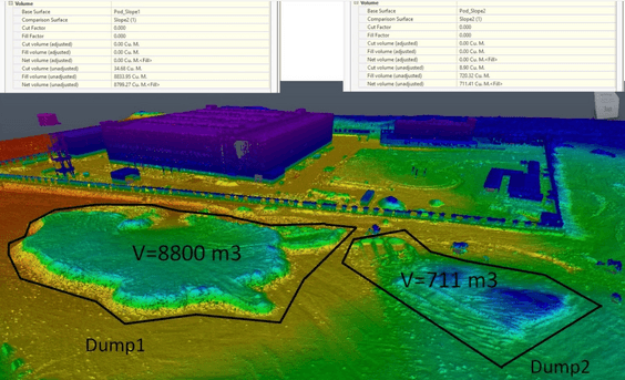 Precise earthworks calculation of large areas